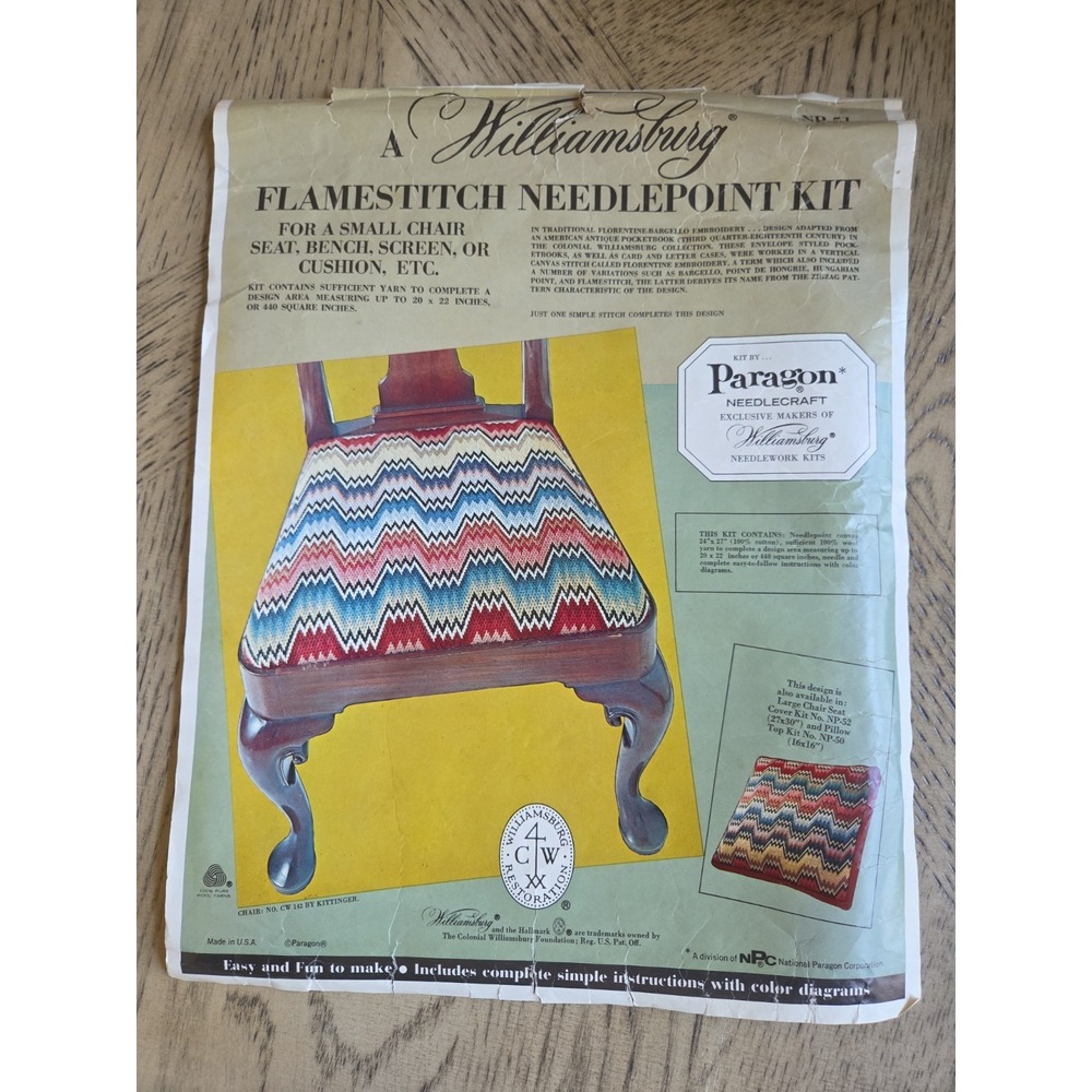 Vintage Paragon Needlepoint Tapestry Cushion Kit Needlecraft Flamestitch 1972